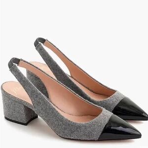 j crew heather grey wool sling back